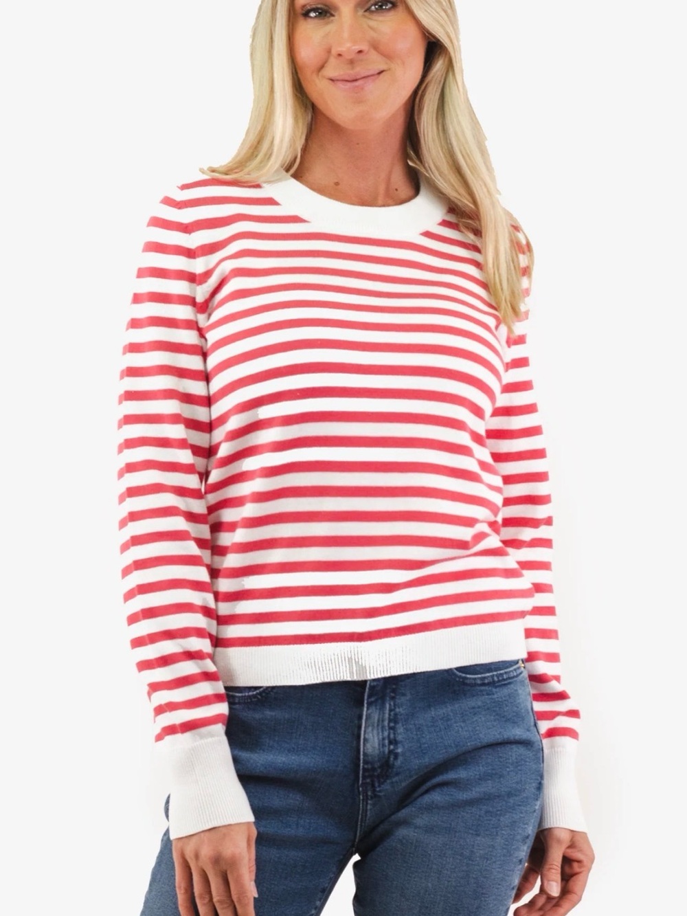 Part Two Gertie Organic Cotton Coral Stripe Sweater sz XL